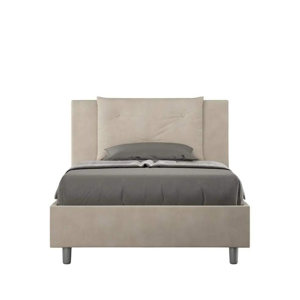 Letto 120x200cm contenitore con tre bottoni in microfibra sabbia beige LIT184