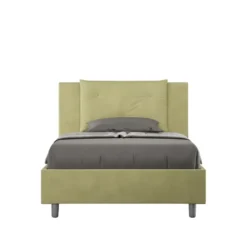 Letto 120x190cm contenitore con tre bottoni in microfibra tè verde LIT180