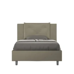 Letto 120x190cm contenitore con tre bottoni in similpelle cappuccino LIT178