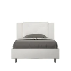 Letto 120x190cm contenitore con tre bottoni in similpelle bianco LIT178
