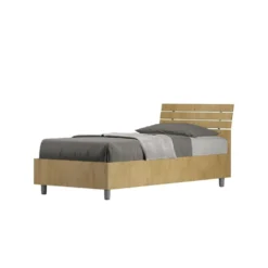 Letto 80x200cm contenitore effetto legno testiera inclinata quercia LIT92