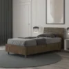Letto 80x200cm contenitore effetto legno testiera inclinata noce LIT92