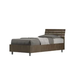 Letto 80x200cm contenitore effetto legno testiera inclinata noce LIT92