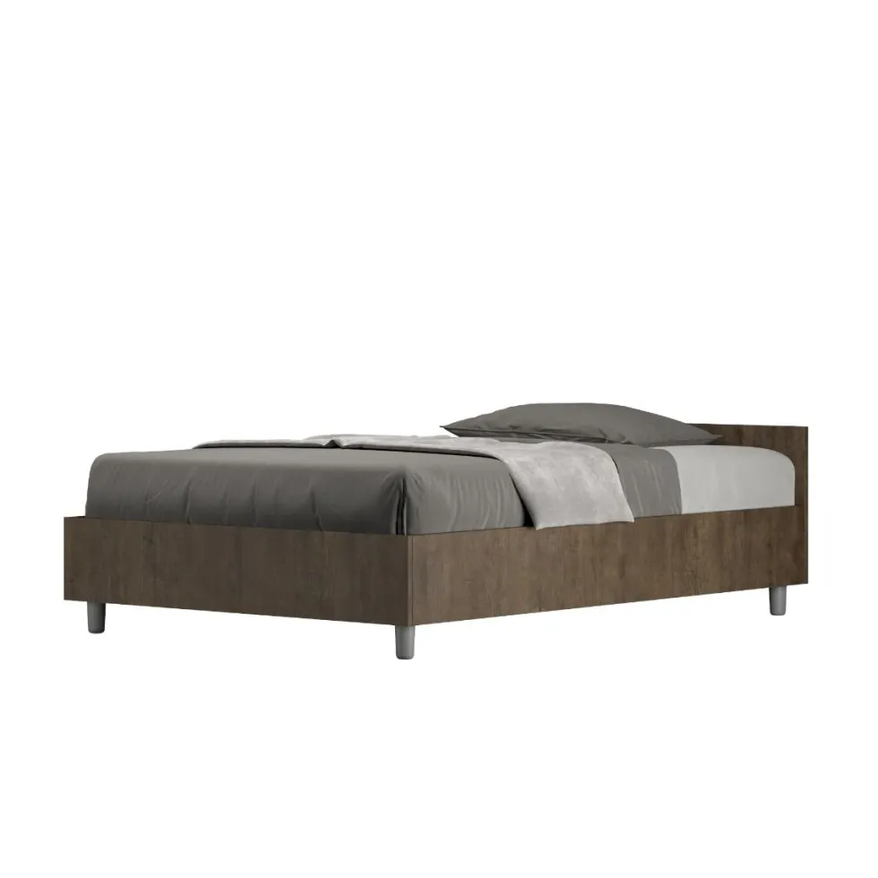 Letto 120x190cm contenitore effetto legno noce LIT238