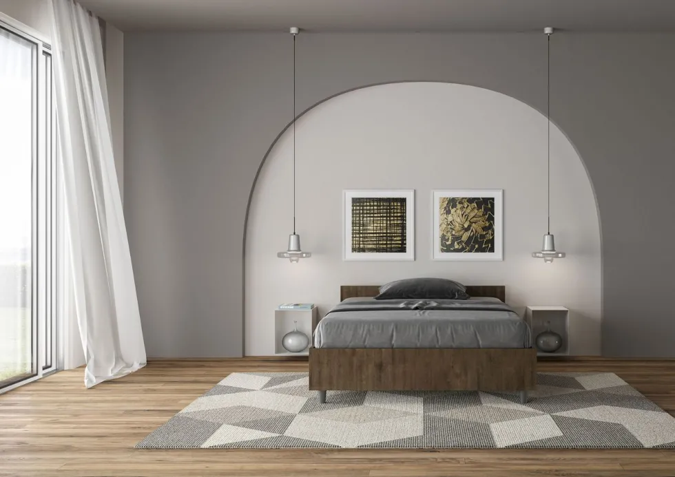 Letto 120x190cm contenitore effetto legno noce LIT238
