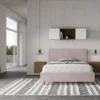 Letto 140x210cm contenitore francese testiera liscia in microfibra glicine lilla LIT274