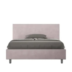 Letto 140x210cm contenitore francese testiera liscia in microfibra glicine lilla LIT274
