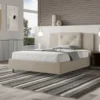 Letto 140x200cm contenitore francese con tre bottoni in microfibra sabbia beige LIT284