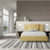 Letto 140x200cm contenitore francese con tre bottoni in microfibra ocra LIT284