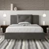 Letto 140x200cm contenitore francese con tre bottoni in microfibra grigio LIT284
