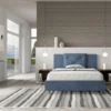 Letto 140x200cm contenitore francese con tre bottoni in microfibra blu LIT284