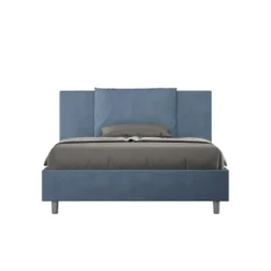 Letto 140x200cm contenitore francese giroletto imbottito in microfibra blu LIT278