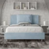 Letto 140x200cm contenitore francese giroletto imbottito in microfibra azzurro LIT278