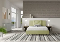 Letto 140x190cm contenitore francese con tre bottoni in microfibra tè verde LIT282