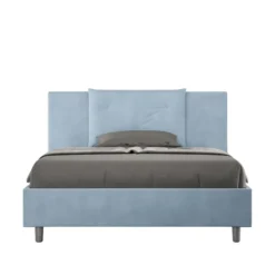 Letto 140x210cm contenitore francese con tre bottoni in microfibra azzurro LIT286