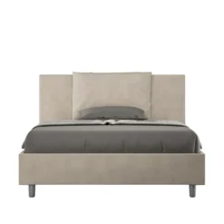 Letto 140x210cm contenitore francese giroletto in microfibra sabbia beige LIT280