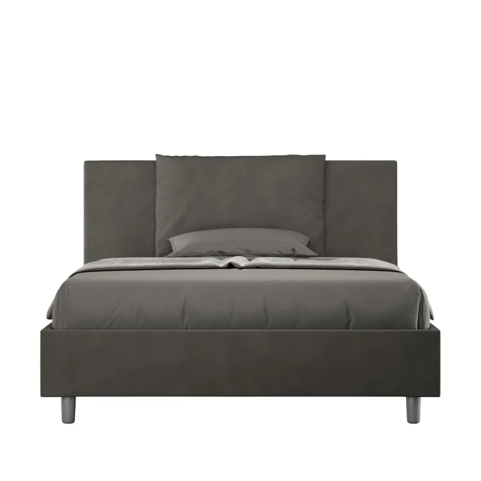 Letto 140x210cm contenitore francese giroletto in microfibra grigio LIT280
