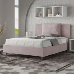 Letto 140x210cm contenitore francese giroletto in microfibra glicine lilla LIT280