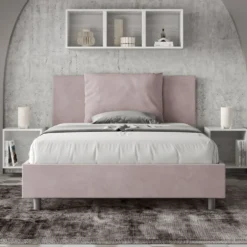 Letto 140x210cm contenitore francese giroletto in microfibra glicine lilla LIT280