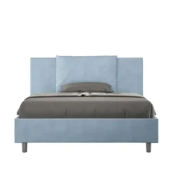 Letto 140x210cm contenitore francese giroletto in microfibra azzurro LIT280