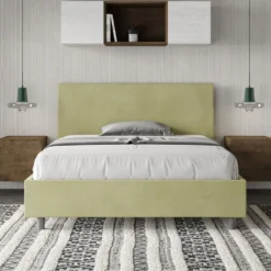 Letto 140x210cm contenitore francese testiera liscia in microfibra tè verde LIT274