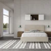 Letto 140x210cm contenitore francese testiera liscia in microfibra sabbia beige LIT274