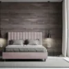 Letto 140x200cm contenitore francese con testiera trapuntata in microfibra glicine lilla LIT330