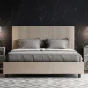 Letto 140x200cm contenitore francese con testiera a linee verticali tortora LIT320