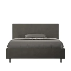 Letto 140x200cm contenitore francese testiera liscia in microfibra grigio LIT272