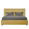 Letto 140x210cm contenitore francese con giroletto in microfibra ocra LIT298