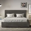 Letto 140x200cm contenitore francese con giroletto in microfibra grigio LIT294