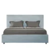 Letto 140x200cm contenitore francese con giroletto in microfibra azzurro LIT294