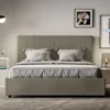 Letto 140x200cm contenitore francese con giroletto in similpelle cappuccino LIT292