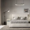 Letto 140x200cm contenitore francese con giroletto in similpelle bianco LIT292