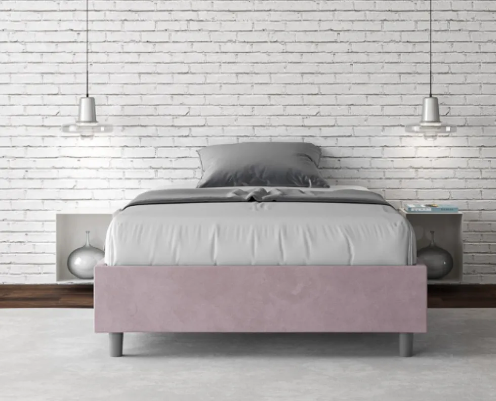 Letto 140x200cm contenitore francese sommier in microfibra glicine lilla LIT264
