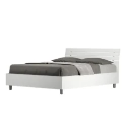 Letto 140x200cm contenitore francese testata inclinata bianco frassino LIT354