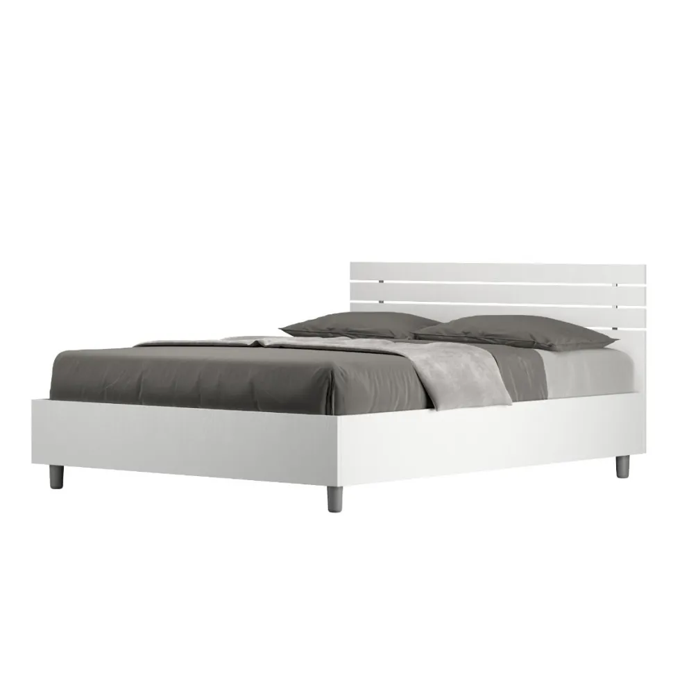 Letto 140x200cm contenitore francese testata dritta bianco frassino LIT350
