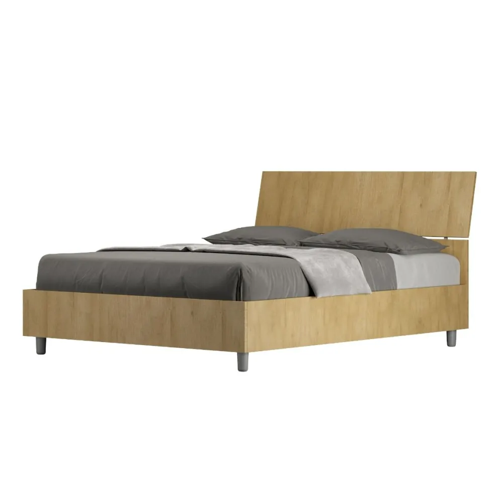 Letto 140x200cm contenitore francese testiera inclinata quercia LIT346