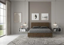 Letto 140x200cm contenitore francese testiera inclinata noce LIT346