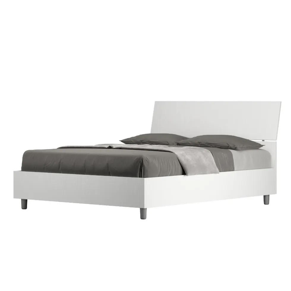 Letto 140x200cm contenitore francese testiera inclinata bianco frassino LIT346