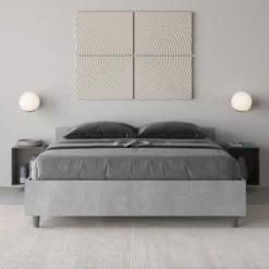 Letto 140x200cm contenitore francese moderno cemento LIT338