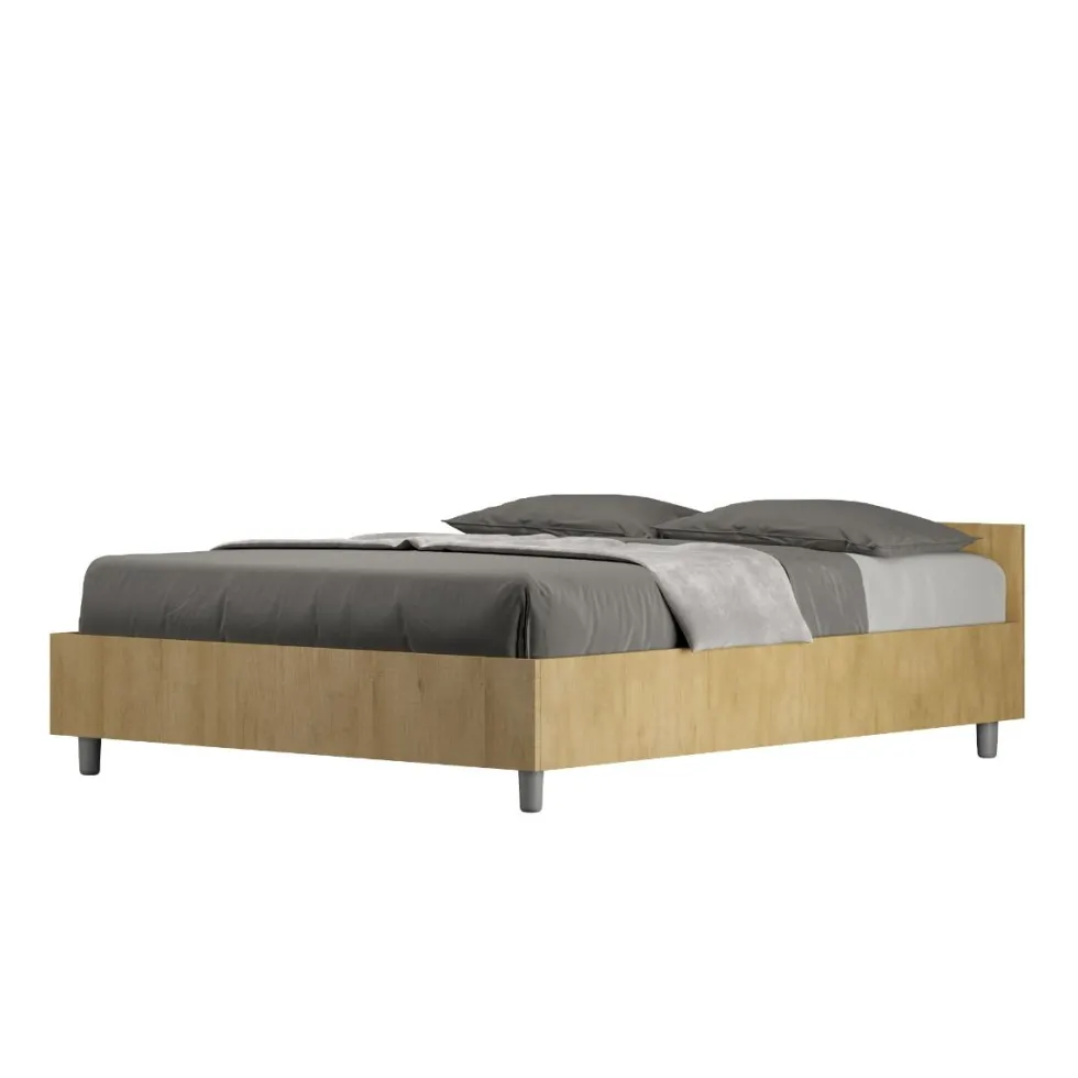 Letto 140x200cm contenitore francese effetto legno quercia LIT338