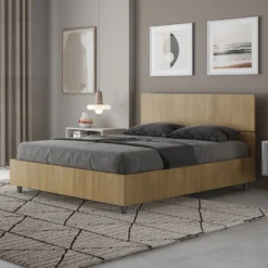Letto 140x200cm contenitore francese testiera dritta quercia LIT342