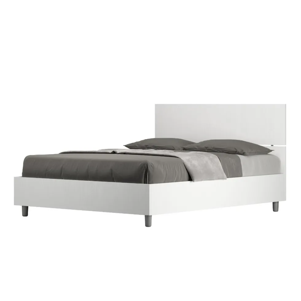 Letto 140x200cm contenitore francese testiera dritta bianco frassino LIT342