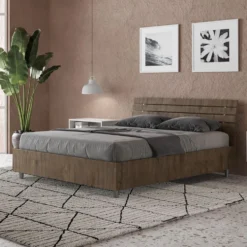 Letto 140x190cm contenitore francese testata inclinata noce LIT352