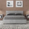 Letto 140x190cm contenitore francese testata dritta cemento LIT348