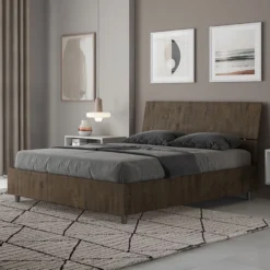 Letto 140x190cm contenitore francese testiera inclinata noce LIT344