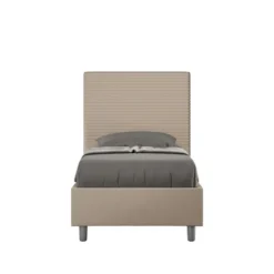 Letto 90x200cm contenitore imbottito in similpelle tortora LIT120