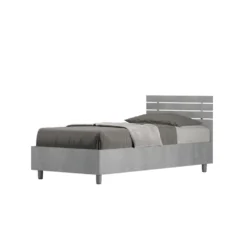 Letto 80x190cm contenitore moderno testiera dritta cemento LIT86