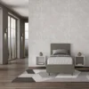 Letto 80x200cm contenitore singolo con testiera liscia in similpelle cappuccino LIT18